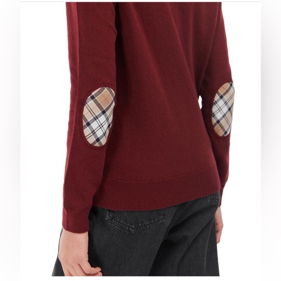 BARBOUR PENDLE ROLL COLLAR SWEATER. BURGUNDY, Size 8. Wool/Cotton. - Picture 3 of 10